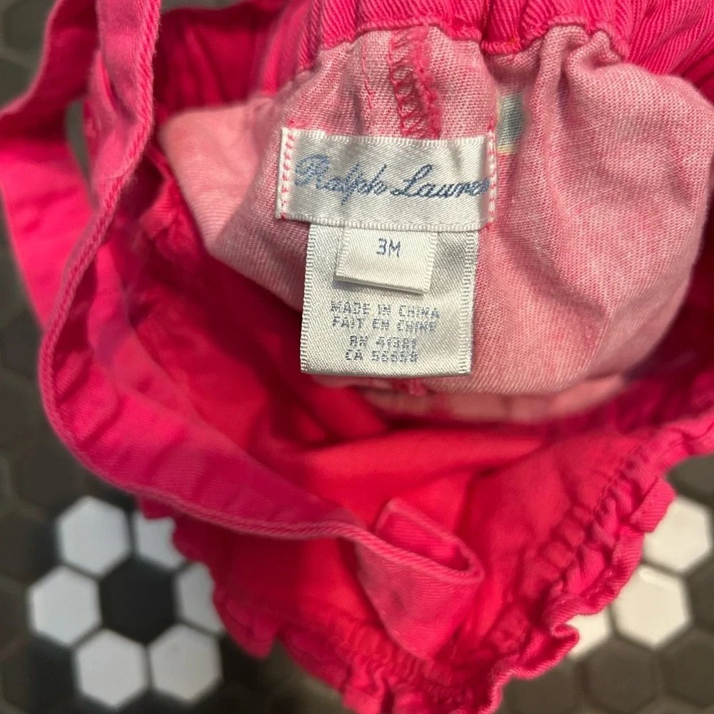 Ralph Lauren 3 month baby girl pink overalls with turtles - Picture 4 of 4